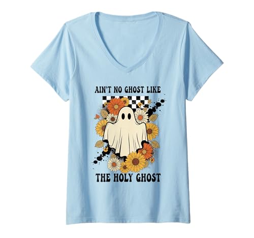 Damen Lustiges Glaubensgeist, Retro-Humor-Design T-Shirt mit V-Ausschnitt von Brand: Faith Humor Collective