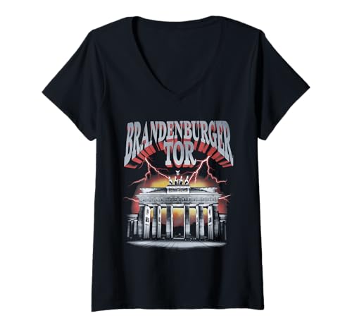 Damen Brandenburger Tor T-Shirt mit V-Ausschnitt Damen Brandenburger Tor T-Shirt mit V-Ausschnitt von Brandenburger Tor Germany Design