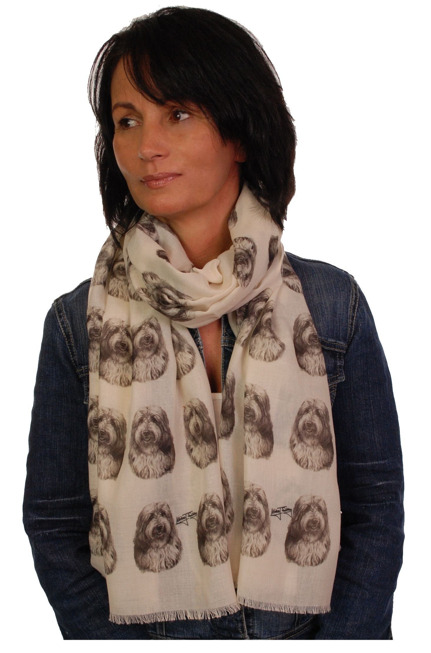 Bearded Collie Schal - Geschenke Für Frauen Beardie Druckschal Premium Damenschal Mit Hunden Auf Besitzer von BrandingHouse