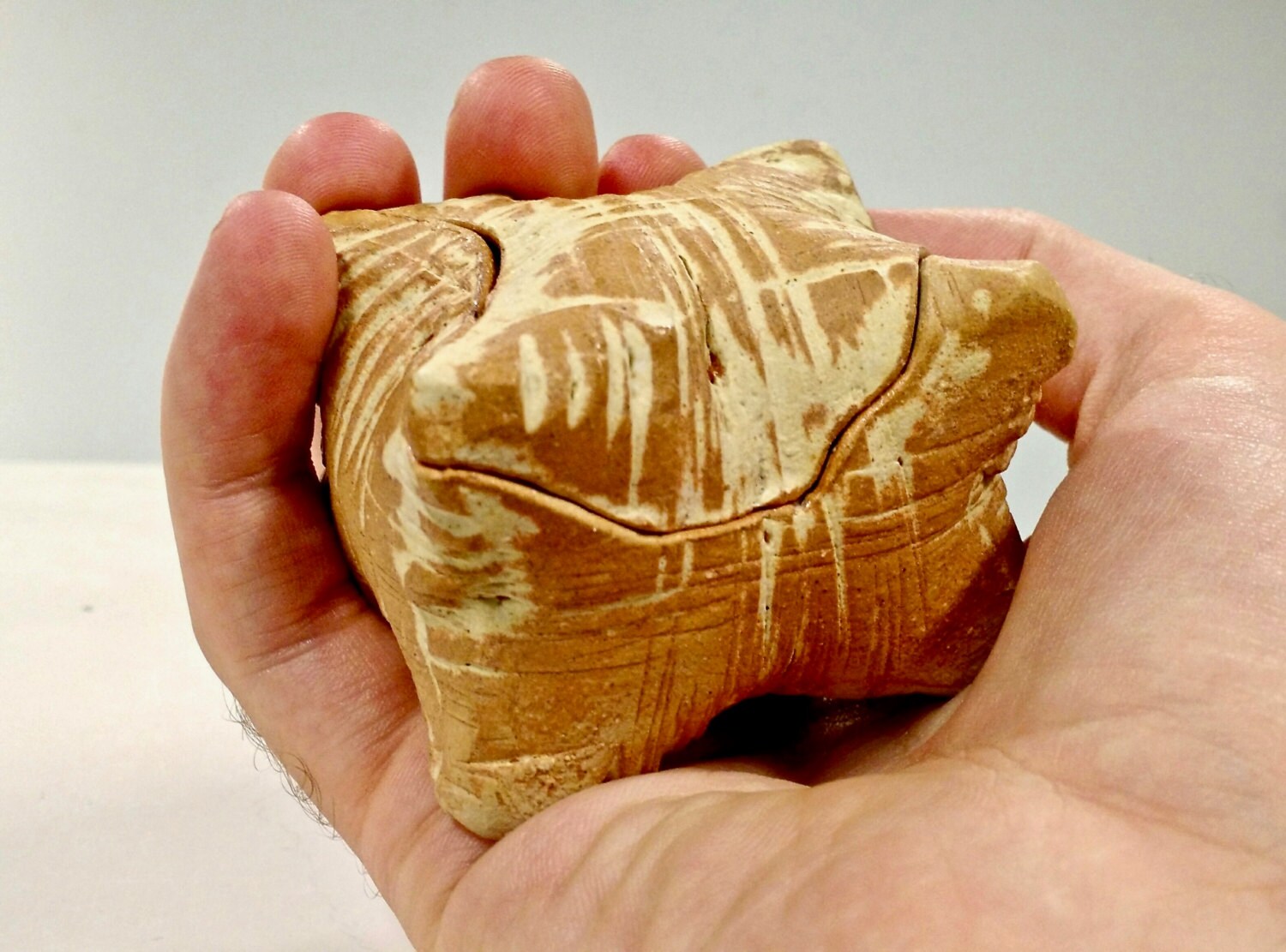 Gelbe Keramikdose - Braune Schmuckkästchen von Brandinkreuder