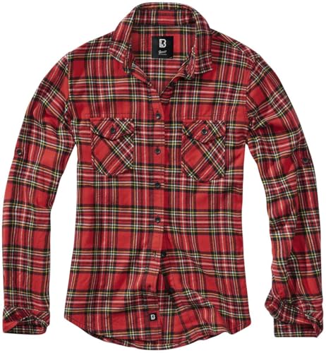 Brandit Amy Tartan Flanell Checkshirt Frauen Flanellhemd rot/schwarz L 100% Baumwolle Basics, Rockwear von Brandit
