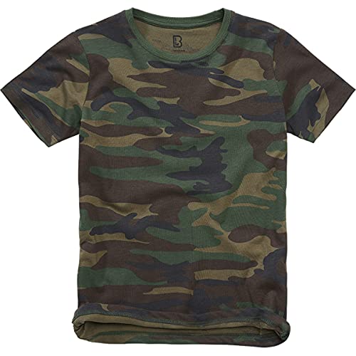 Brandit Army T-Shirt Kinder Armee Bundeswehr Shirt Kids BW UNTERHEMD Uni & CAMO, Größe:M (134/140), Farbe:Woodland von Brandit