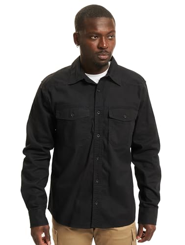 Brandit Flannel Shirt Long Sleeve, Farbe: Black, Größe: XXL von Brandit