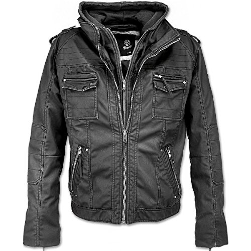 Brandit Black Rock Männer Kunstlederjacke schwarz S 100% Polyester Casual Wear, Rockwear von Brandit