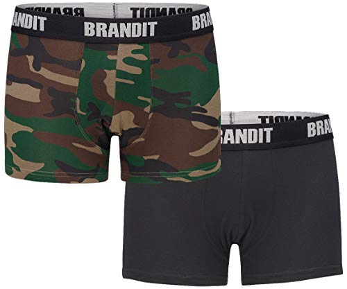 Brandit Boxer Shorts Logo 2 Pack, Farbe: Woodland+Black, Größe: 3XL von Brandit