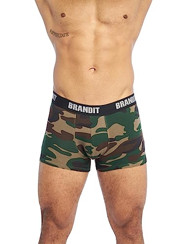 Brandit Boxer Shorts Logo 2 Pack, Farbe: Woodland+Black, Größe: L von Brandit