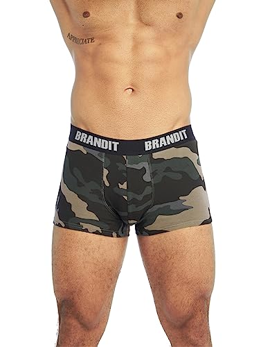 Brandit Boxershort Logo, 2er Pack, Woodland und darkcamo, Größe L von Brandit