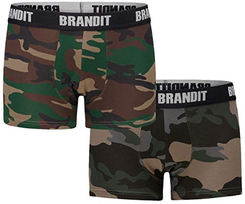 Brandit Boxershort Logo, 2er Pack, Woodland und darkcamo, Größe M von Brandit