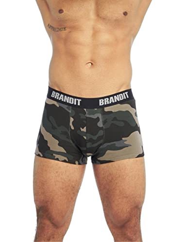 Brandit Boxershort Logo, 2er Pack, darkcamo und Black, Größe M von Brandit