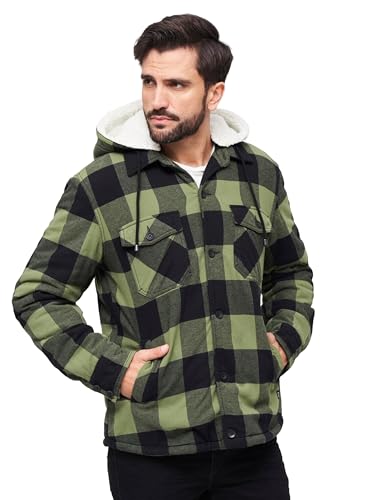 Brandit Lumber Jacket Hooded, Farbe: black+oliv, Größe: XL von Brandit
