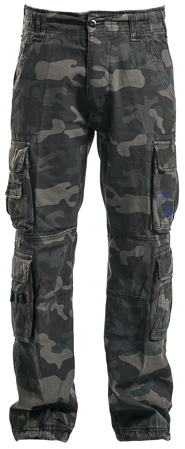 Brandit - Camouflage/Flecktarn Cargohose - Pure Vintage Trousers - M bis 7XL - für Männer - Größe XL - darkcamo von Brandit