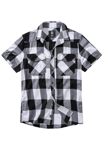 Brandit Check Shirt Herren Kurzarm, Größe:3XL, Farbe:Weiß-Schwarz von Brandit