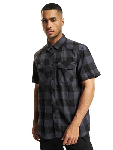 Brandit Check Shirt Herren Kurzarm, Größe:5XL, Farbe:Grau-Schwarz von Brandit