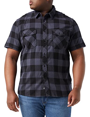 Brandit Check Shirt Herren Kurzarm, Größe:5XL, Farbe:Grau-Schwarz von Brandit