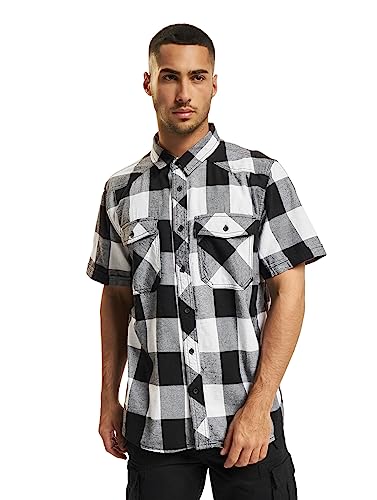 Brandit Check Shirt Herren Kurzarm, Größe:7XL, Farbe:Weiß-Schwarz von Brandit