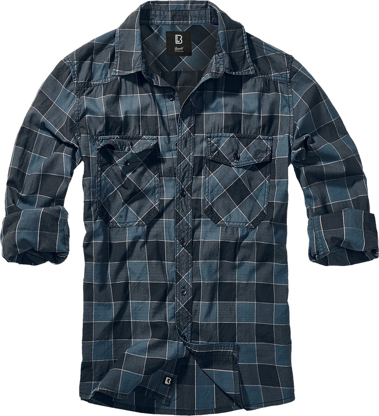 Brandit Checkshirt Langarmhemd blau grau schwarz in L von Brandit