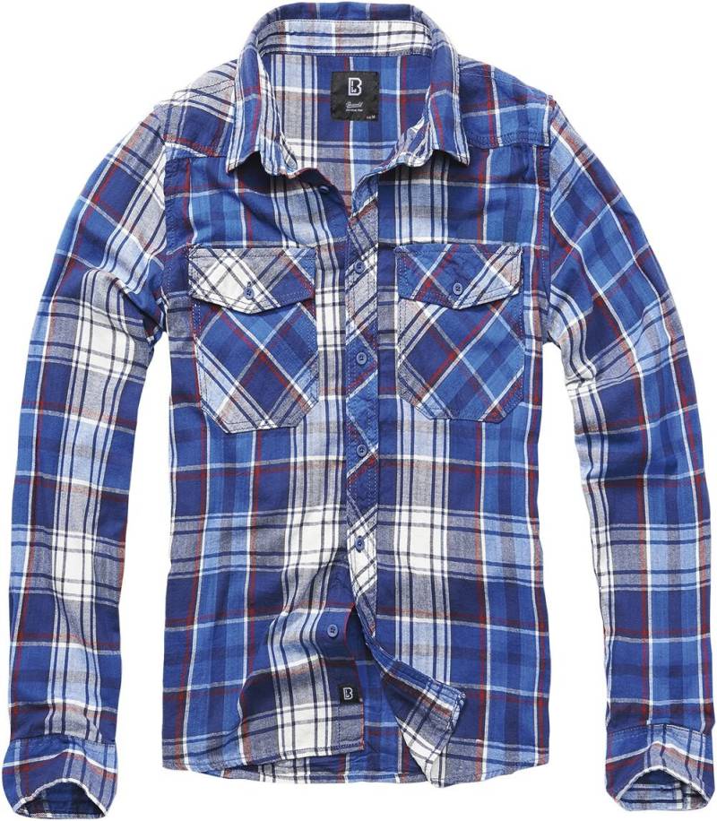 Brandit Checkshirt Langarmhemd blau rot weiß in M von Brandit
