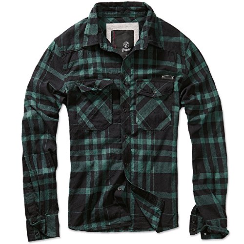 Brandit Checkshirt Männer Langarmhemd schwarz/grün M 100% Baumwolle Basics von Brandit