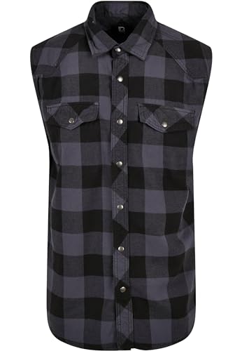 Brandit Checkshirt Sleeveless, Black-Grey, 3XL von Brandit