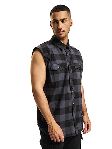 Brandit Checkshirt Sleeveless, Black-Grey, 4XL von Brandit