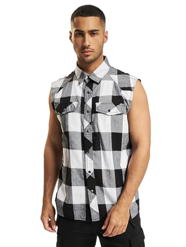 Brandit Checkshirt Sleeveless, White-Black, S von Brandit