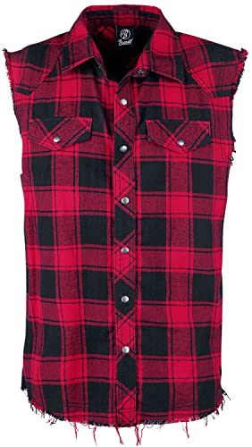 Brandit Checkshirt Sleeveless, red-Black, 3XL von Brandit