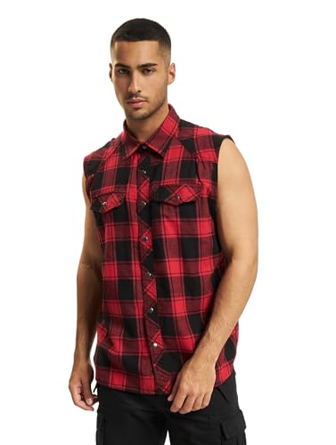 Brandit Checkshirt Sleeveless, red-Black, 6XL von Brandit