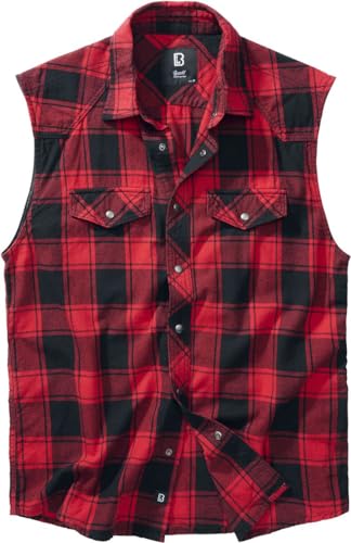 Brandit Checkshirt Sleeveless, red-Black, S von Brandit