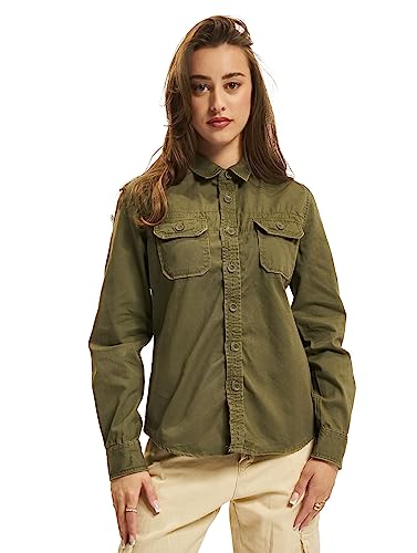 Brandit Damen Women Vintage Shirt Long Sleeve Klassisches Hemd, Olive, 3XL von Brandit