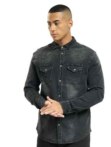 Brandit Riley Denim Shirt Long Sleeve, Farbe: Black, Größe: S von Brandit