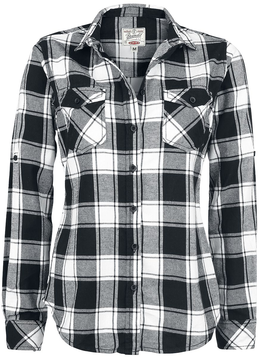 Brandit Flanellhemd - Amy Flanell Checkshirt - XL bis 5XL - für Damen - Größe 3XL - schwarz/weiß von Brandit