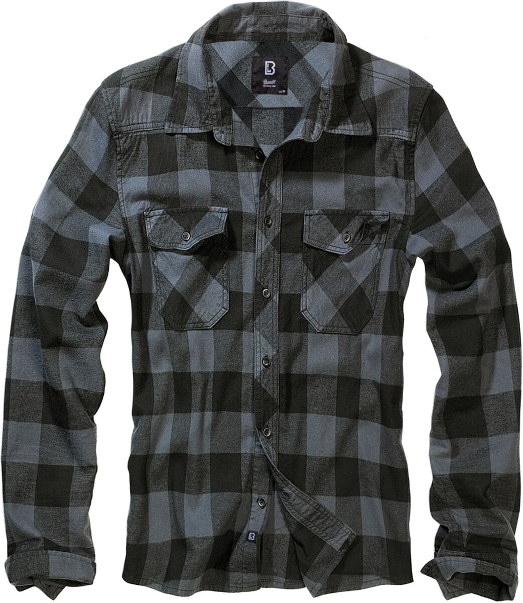 Brandit Flanellhemd - Checkshirt - S bis 7XL - für Männer - Größe M - schwarz/grau von Brandit