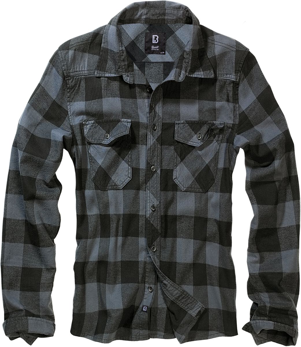 Brandit Flanellhemd - Checkshirt - S bis 7XL - für Männer - Größe S - schwarz/grau von Brandit