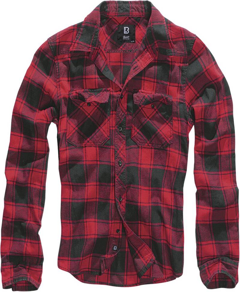 Brandit Flanellhemd - Checkshirt - S bis 7XL - für Männer - Größe XXL - rot/schwarz von Brandit
