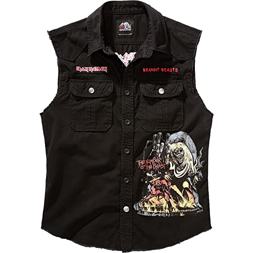 Brandit Herren Iron Maiden Vintage Shirt Sleeveless NOTB Hemd, Black, L von Brandit