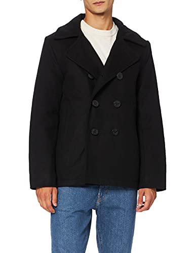 Brandit PEA COAT MANTEL SCHWARZ WOLLE US MARINE JACKE HERREN WINTERJACKE CABAN, Größe:4XL von Brandit