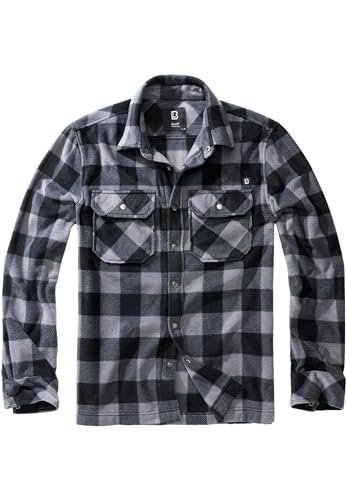 Brandit Herren Jeff Fleece Shirt Long Sleeve Hemd, Black/Grey, M von Brandit