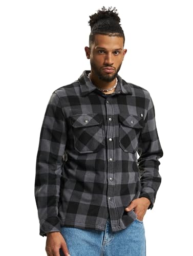 Brandit Herren Jeff Fleece Shirt Long Sleeve Hemd, Black/Grey, S von Brandit