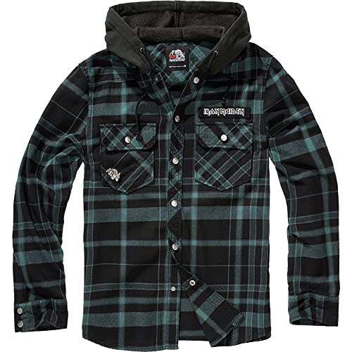 Brandit Maiden Check Shirt Hooded EDDI, Farbe: Black-gree, Größe: XL von Brandit