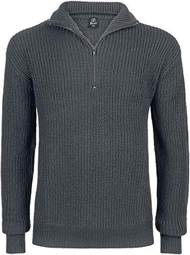 Brandit Bundeswehr Troyer NEU BW Pullover MIT REIßVERSCHLUSS Marine Strick Rolli Pulli, Größe:5XL, Farbe:Anthrazit von Brandit