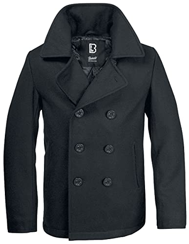 Brandit PEA COAT MANTEL SCHWARZ WOLLE US MARINE JACKE HERREN WINTERJACKE CABAN, Größe:XXL von Brandit