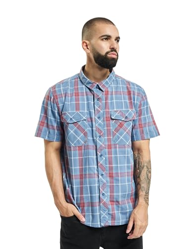 Brandit ROADSTAR Shirt Kurzarm Freizeit Hemd KARIERT Herren HOLZFÄLLERHEMD KARO, Größe:5XL, Farbe:Blau-Rot von Brandit