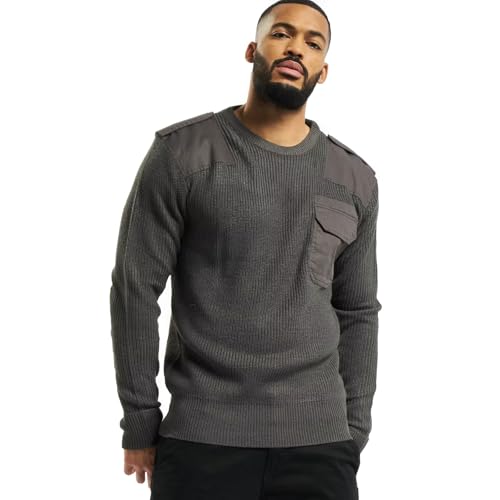 Brandit Individual Wear Herren Commando Regular Fit Casual Wandern Strickpullover Langarm mit verstärkten Ellbogen und Schultern, Anthrazit, Groß von Brandit