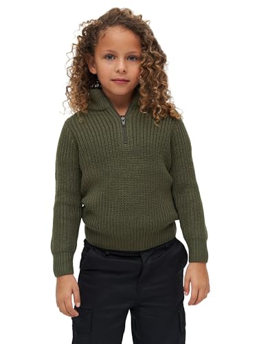 Brandit Kids Marine Pullover Troyer, Farbe: Olive, Größe: M 134 von Brandit