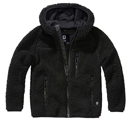 Brandit Kids Teddyfleecejacket, Hood black Gr. 134/140 von Brandit