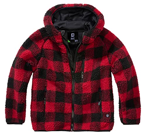 Brandit Kids Teddyfleecejacket, Hood red/black Gr. 122/128 von Brandit