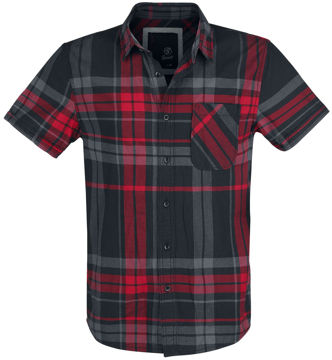 Brandit Kurzarmhemd - Mike Checkshirt - S bis 5XL - für Männer - Größe 4XL - schwarz/anthrazit/rot von Brandit