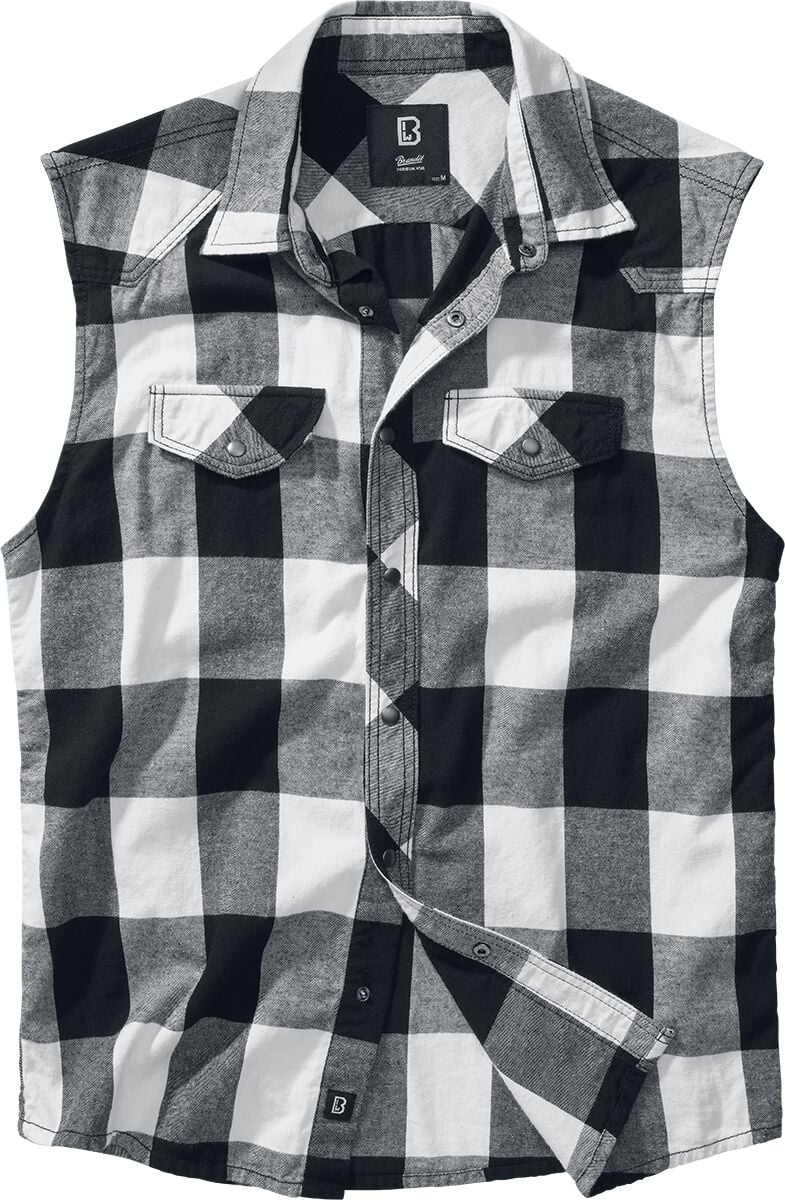 Brandit Kurzarmhemd - Sleeveless Checkshirt - XL bis 5XL - für Männer - Größe XL - schwarz/weiß von Brandit