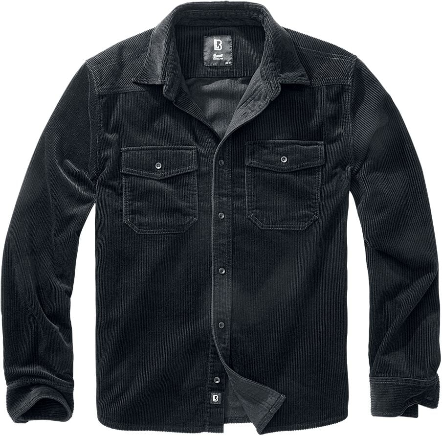 Brandit Langarmhemd - Corduroy Shirt Classic - S bis 5XL - für Männer - Größe L - schwarz von Brandit