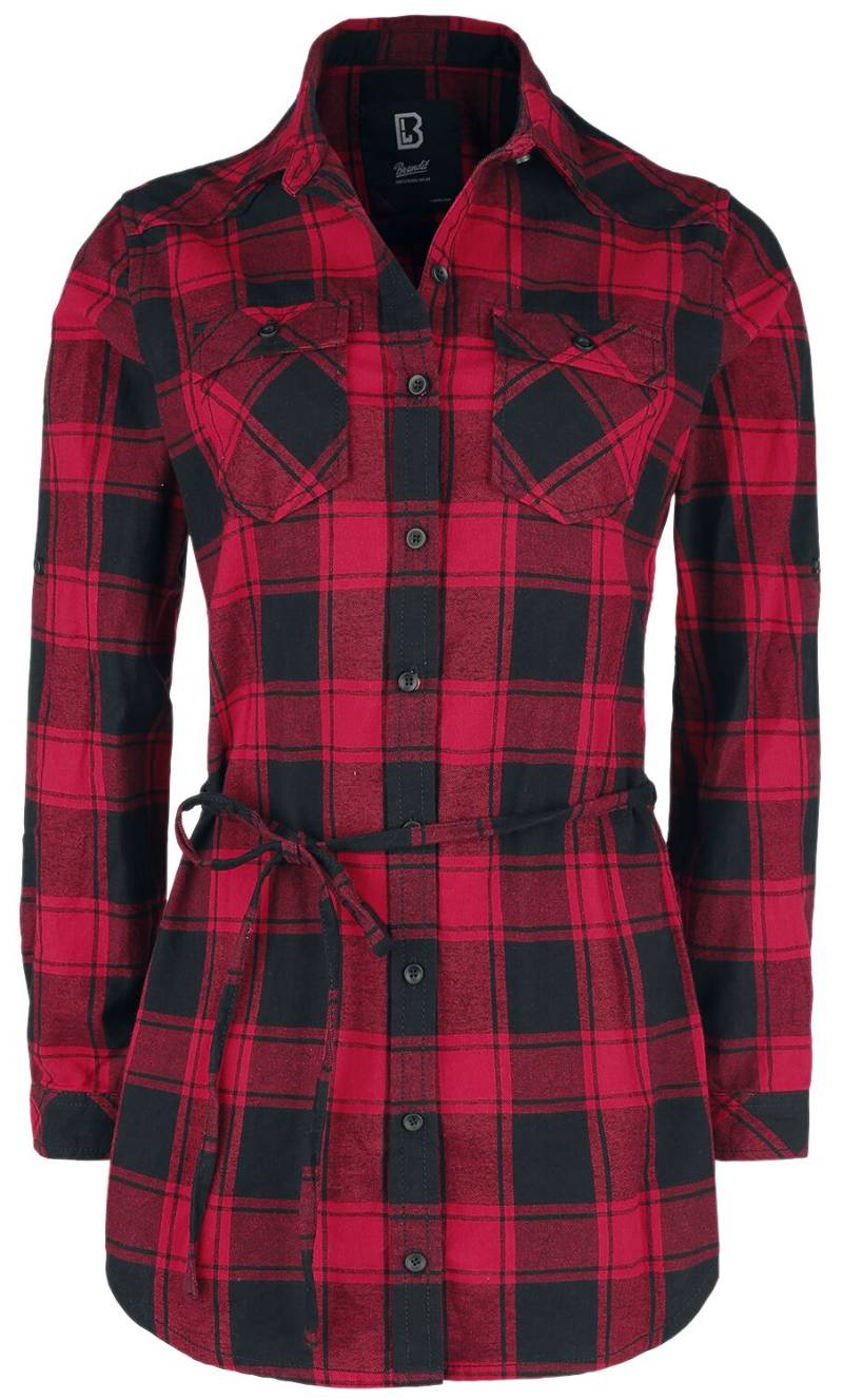Brandit Langarmhemd - Ladies Longshirt Lucy - XS bis 5XL - für Damen - Größe XXL - rot/schwarz von Brandit